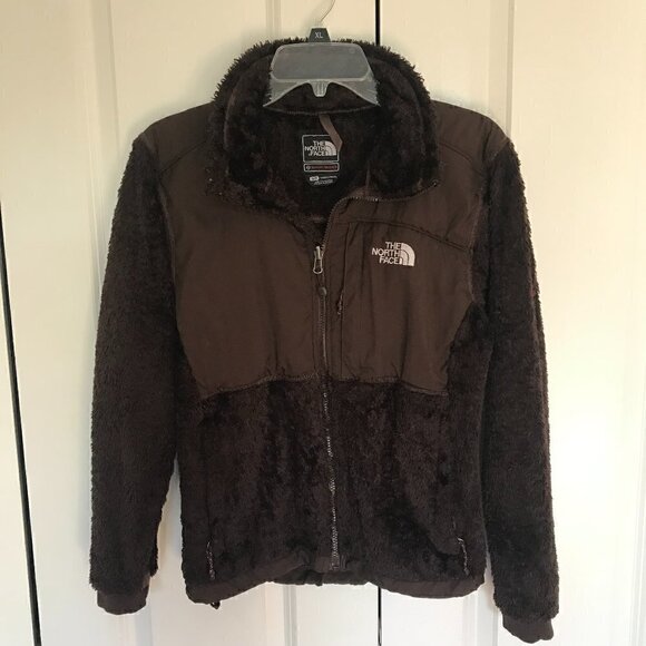 The North Face Summit Series  Denali chocolate brown fuzzy faux fur jacket small - Picture 1 of 5